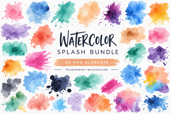 37 Colorful Watercolor Splash Bundle