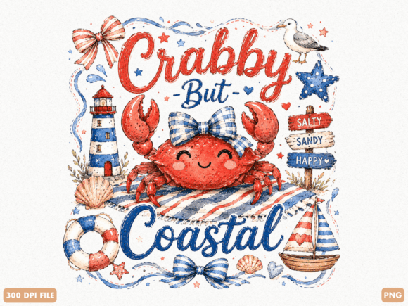 Crabby but Coastal Funny Crab PNG