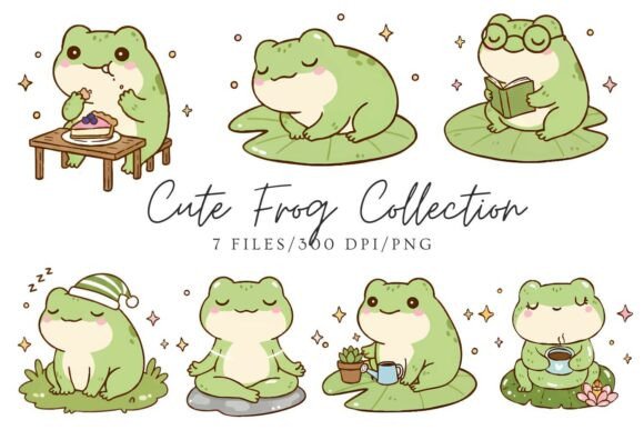Cute Frog Daily Life Sticker Set