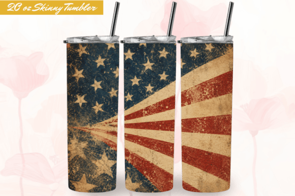 Elevate Your Sublimation Game with the 4th of July Vintage Flag Tumbler Wrap PNG