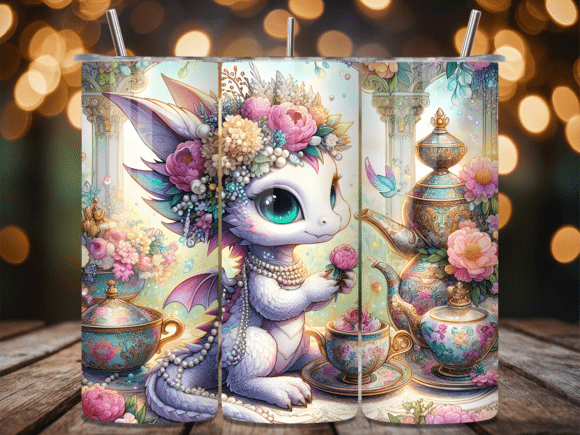 Fantasy Dragon Tea Party Pearl Tumbler