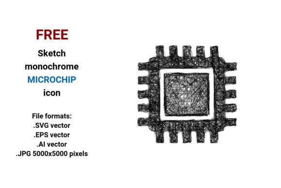FREE Sketch Microchip Icon — Clean & Scalable