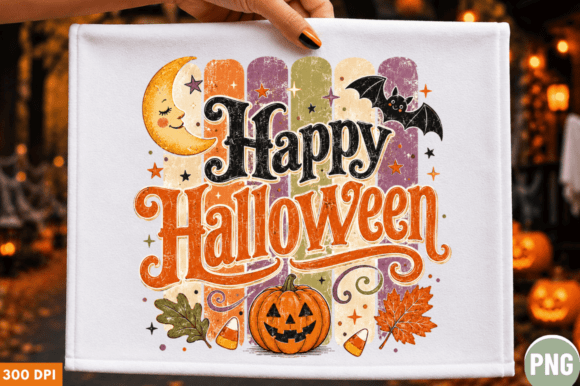 Happy Halloween Retro Pumpkin PNG