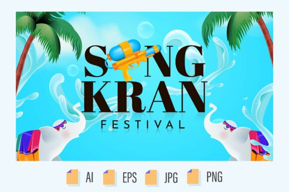 Happy Songkran Festival Illustration