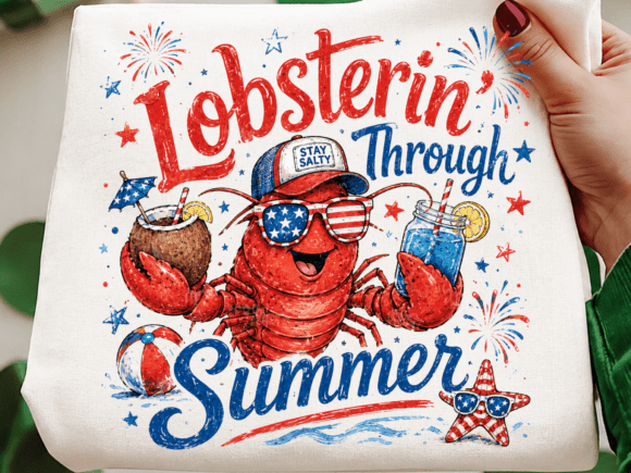 Lobsterin Through Summer Patriotic PNG