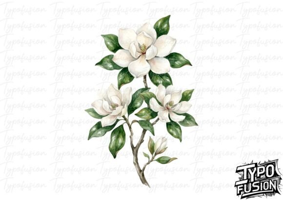 Magnolia Flower Watercolor Clipart