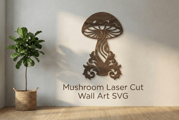 Mushroom Laser Cut Wall Art SVG