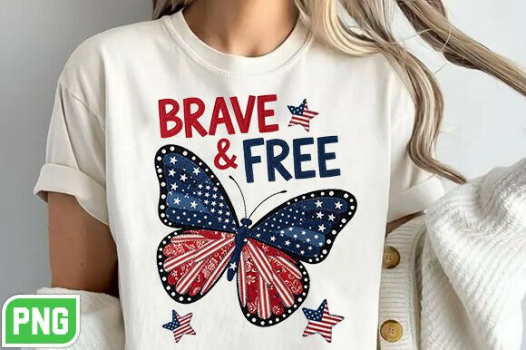 Patriotic Butterfly Land of the Free PNG
