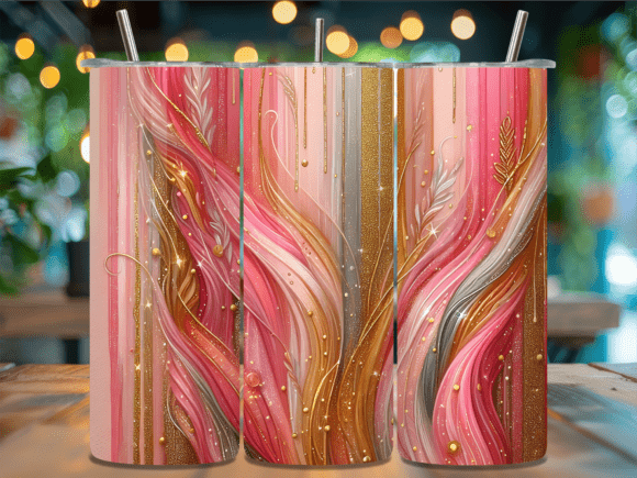 Pink Gold Glitter Dot 20oz Tumbler Wrap