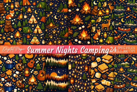 Summer Nights Camping Digital Paper: A Practical Resource for Designers and Educators