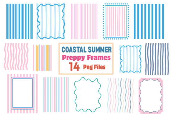 Summer Striped Frames Png Bundle Preppy