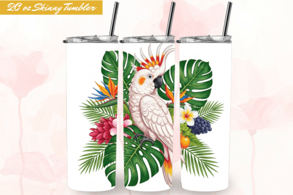 Tropical Cockatiel Boho 20oz Tumbler PNG