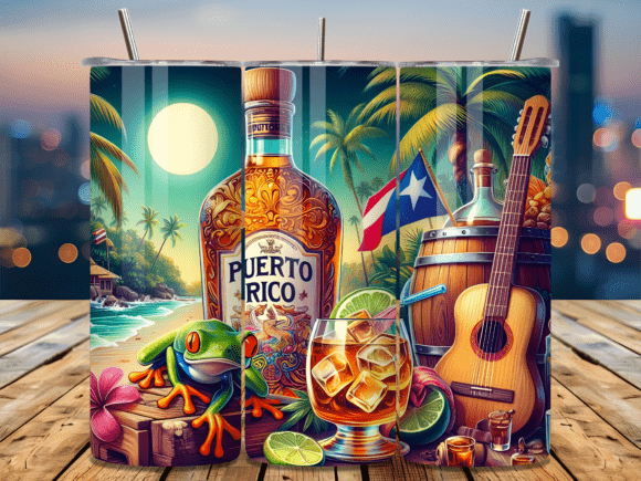 Tropical Rum Beach Coqui Tumbler Wrap