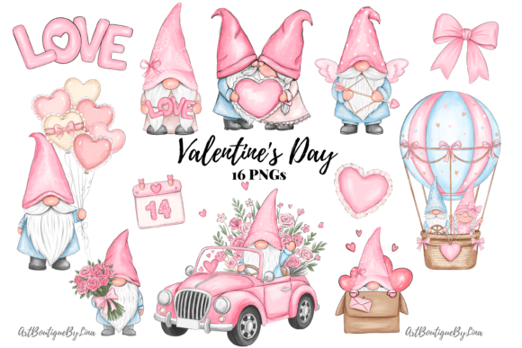 Valentine Gnome Clipart Bundle