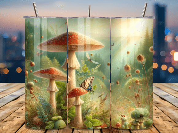 Vintage Butterfly Mushroom Tumbler Wrap