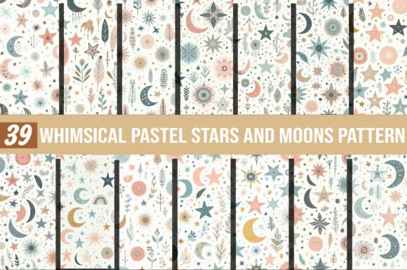 Whimsical Pastel Stars and Moons Pattern