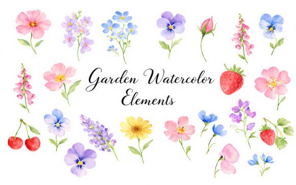 Wildflower Garden Elements Clipart